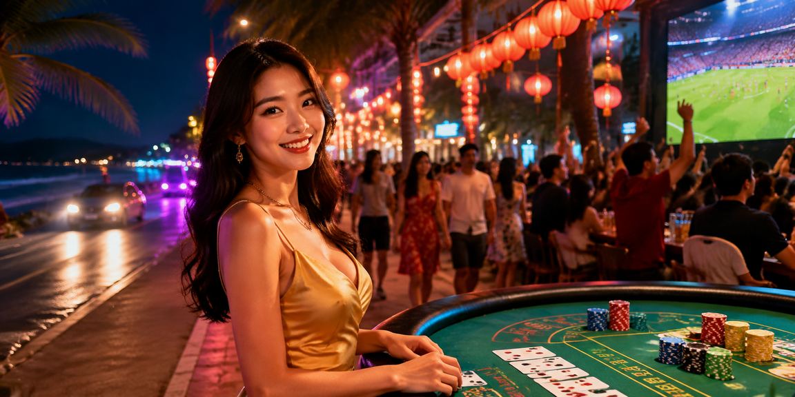 Người dùng theo dõi bàn Baccarat trực tuyến tại chợ đêm Mũi Né
